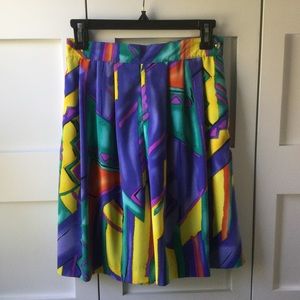 Vintage 80s Silky Colorful Flowy Shorts